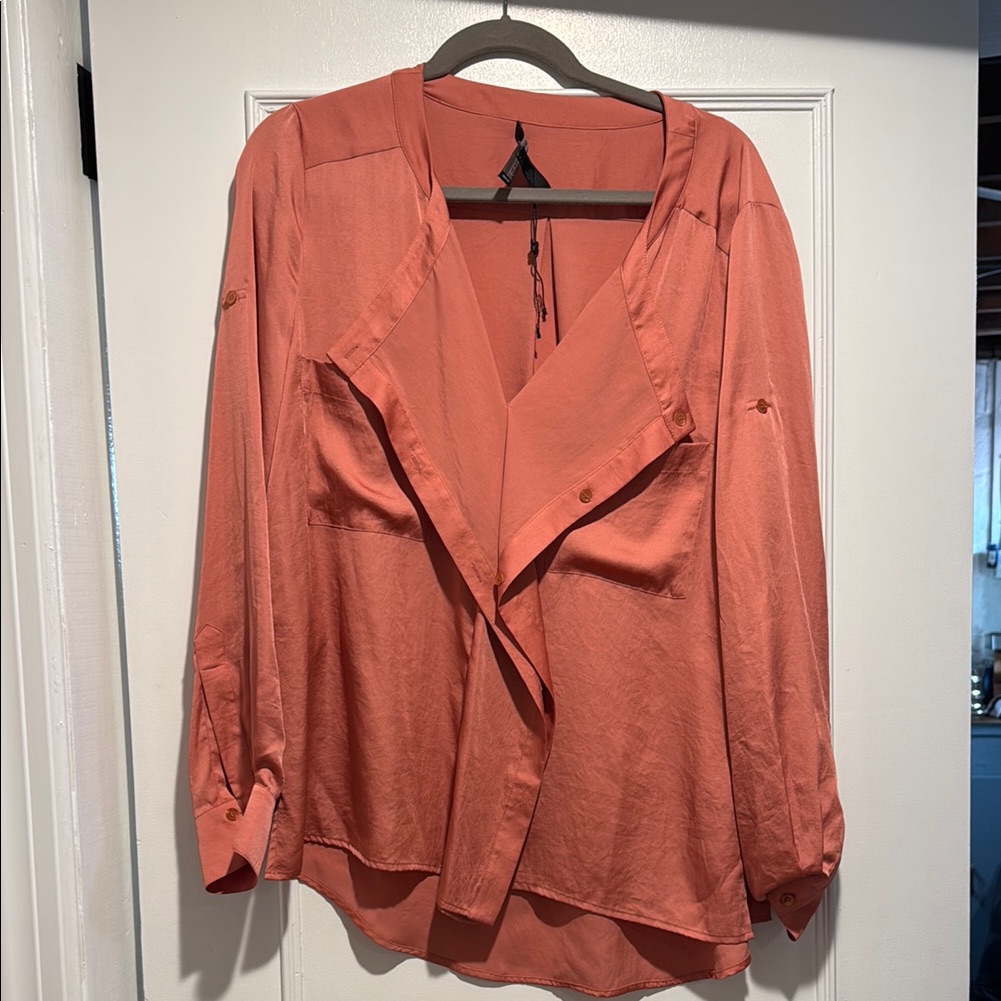 Women's Coral Drape Front Top